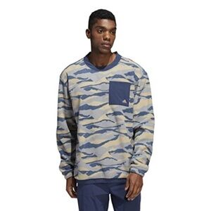 Adidas Men's Blue Camouflage Fleece Tx Print Crew Sweatshirt sz M